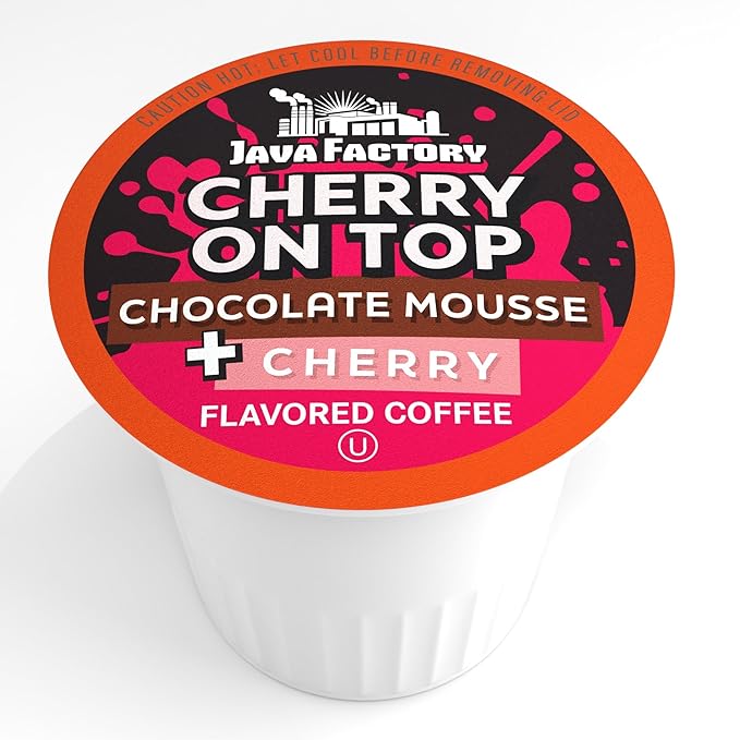 Java Factory Flavored Coffee Pods, Cherry On Top, Compatible with K Cup Brewers, 40 Count