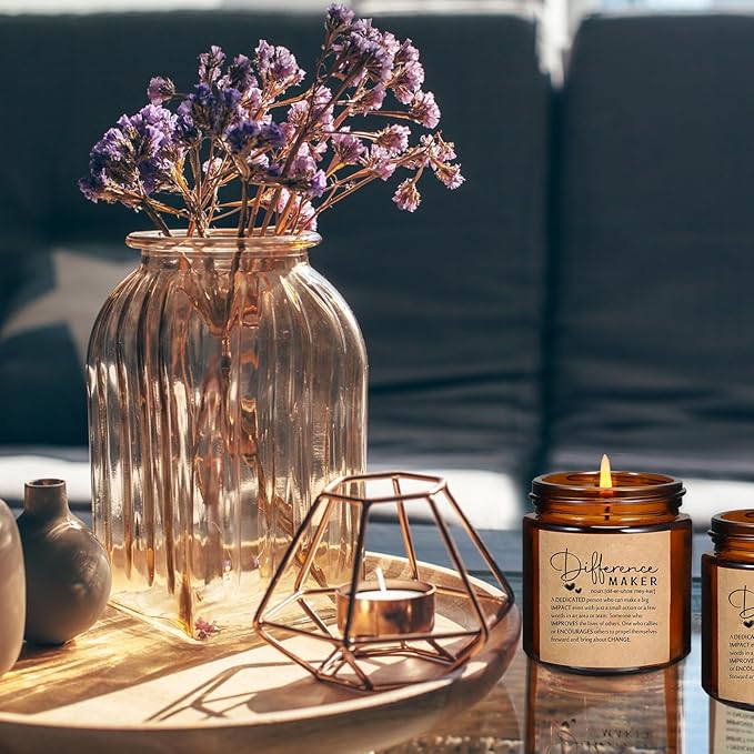 Fumete 10 Pcs Jars Scented Soy Candles 3.5 oz May You Be Proud of The Difference Candles Valentines Team Thank You Gifts Employees Coworker Appreciation Volunteers Nurse Teachers(Amber,Maker)
