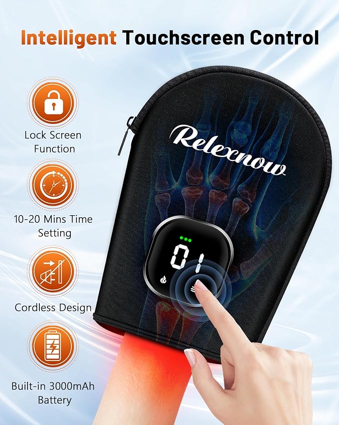 Cordless Red Light Therapy for Hand Pain Relief with 660nm Red 850nm Infrared Light, Dual-Sided 80 Beads Near Infrared Light Therapy Glove for Hand Fingers Wrist Joint Pain Relief