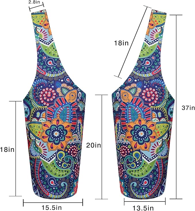 Fashion Printed Yoga Mat Bag with Large Side Pocket & Zipper Pocket Long Tote Yoga Bag Fit Most Size Mats - Holds More Yoga Accessories