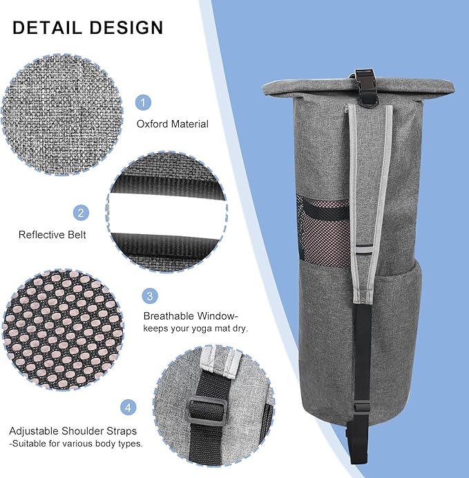 Explore Land Oxford Yoga Mat Storage Bag with Breathable Mesh Window and Large Pockets