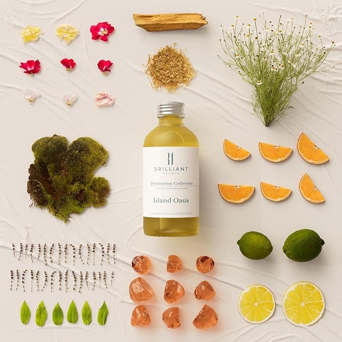 Brilliant Scents Island Oasis Fragrance Oil 120ml - Premium Diffuser Oil for Home, Office, Hotels - Long Lasting, Plant-Based, Meets IFRA Standards, USA-Made - Citrus, Chamomile, Patchouli