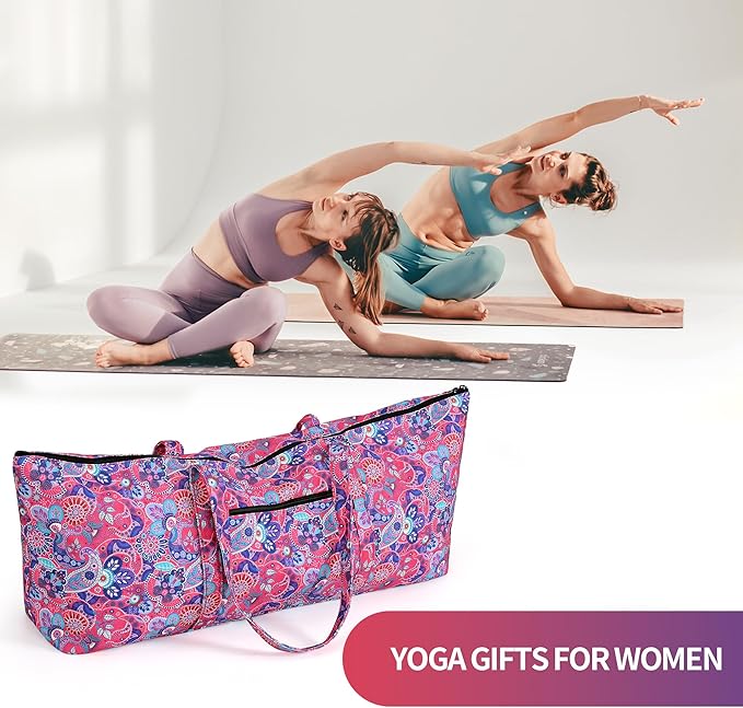 Boulder Bee | Yoga Mat Bag | Large Yoga Mat Carrier with Wet Pocket | Yoga Gifts | Gym Tote Bag for Women
