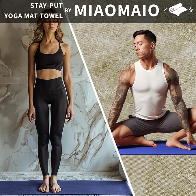 MIAOMIAO Non-Slip Hot Yoga Towel Set, Super Absorbent Microfiber in, 24.5" x 72" - Anti-Slip, Injury Free Design for Pilates, Yoga Mats, Exercise, and Fitness Gear