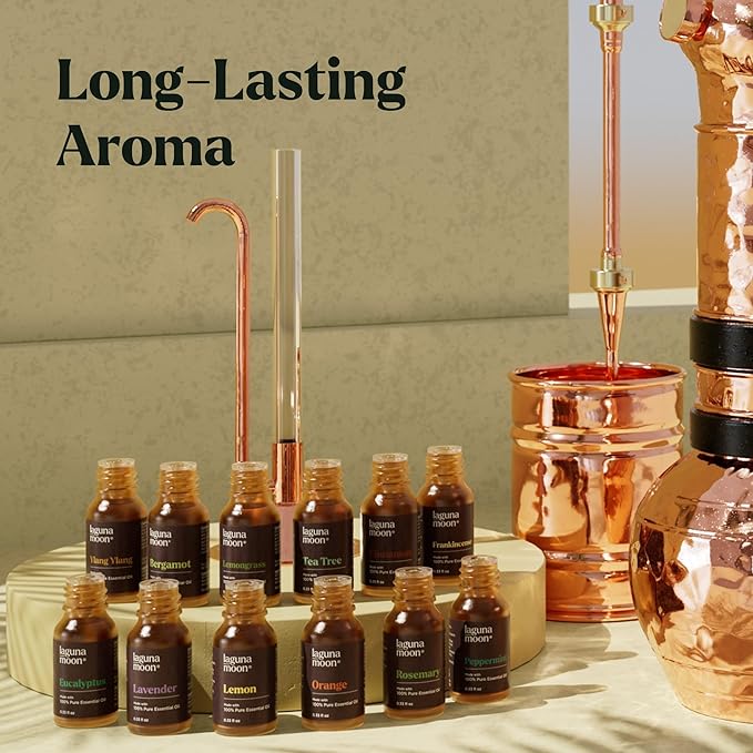 Lagunamoon Essential Oils Set - 12 Piece Premium Grade Home Essentials Oils - for Diffusers, Fragrance, Scents for Candle Making - Natural Aromatherapy Oils for Cars & Home Products, Room Sprays
