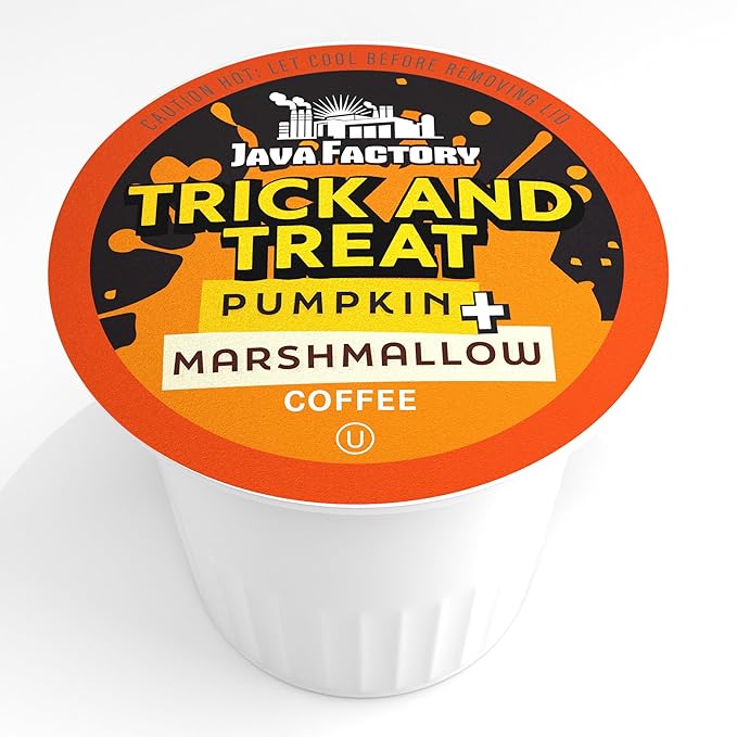Java Factory Coffee Pods Pumpkin and Marshmallow Flavored Coffee Compatible with K Cup Brewers Including 2.0, Trick and Treat, 40 Count