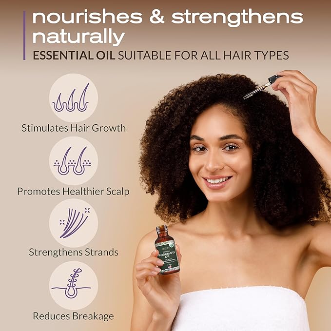 Ella & Eden Organic Rosemary Essential Oil - BIG 4 Fl Oz bottle, 100% Pure, Steam-Distilled, Hexane-Free - for Hair Growth, Skin, Aromatherapy - Glass Bottle