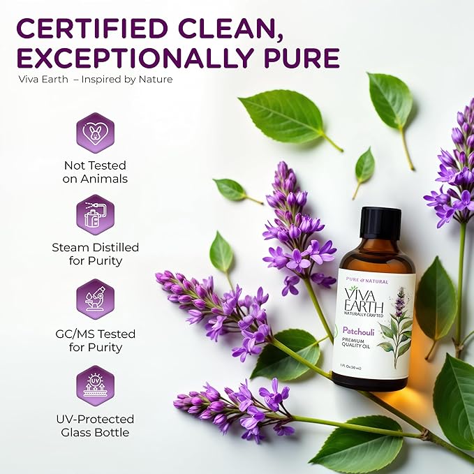 Patchouli Essential Oil – Premium Quality Oil, Earthy and Sweet Spicy Aroma for Diffusers, Massage, Yoga, DIY Aromatic Blends, Soap & Candle Making – with Dropper, 1 Fl Oz