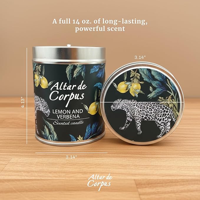 14 Oz Strong Scented Candles Long Lasting – Lemon Verbena Candle - High End Luxury Candles for Home - Cute Candles for Women - Soy Wax Premium Blend - Decorative Candle for Men Gifts