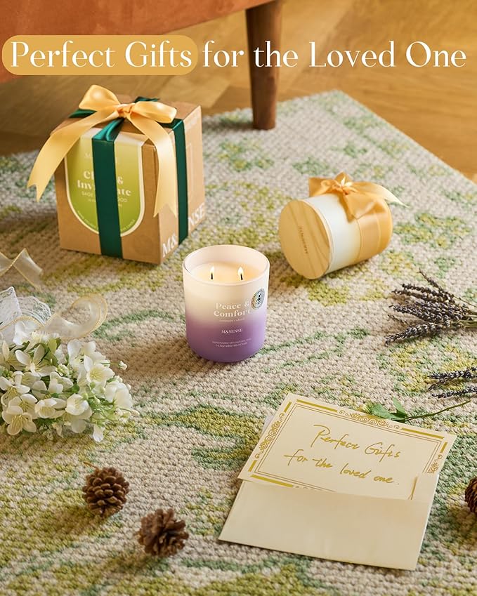 M&SENSE Blood Orange & Blushed Rose Aromatherapy Candle for Stress Relief & Relaxation, 14.1oz 80-Hour Long-Lasting Non Toxic Highly Scented Candle, Natural Soy Wax Spiritual Healing Gift