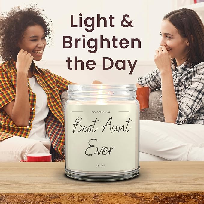 1OAK Aunt Candle - Best Aunt Gifts for Christmas from Niece, Nephew - Vanilla Scented Candles - Best Auntie Ever Gifts for Women