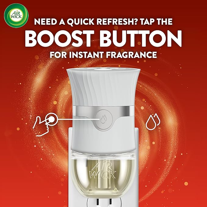 Air Wick Plug In Scented Oil Refill, Infused with Essential Oils, Plug In Air Fresheners for Home, Fall Scent, Fall Décor, Apple Cinnamon Medley, 6 ct