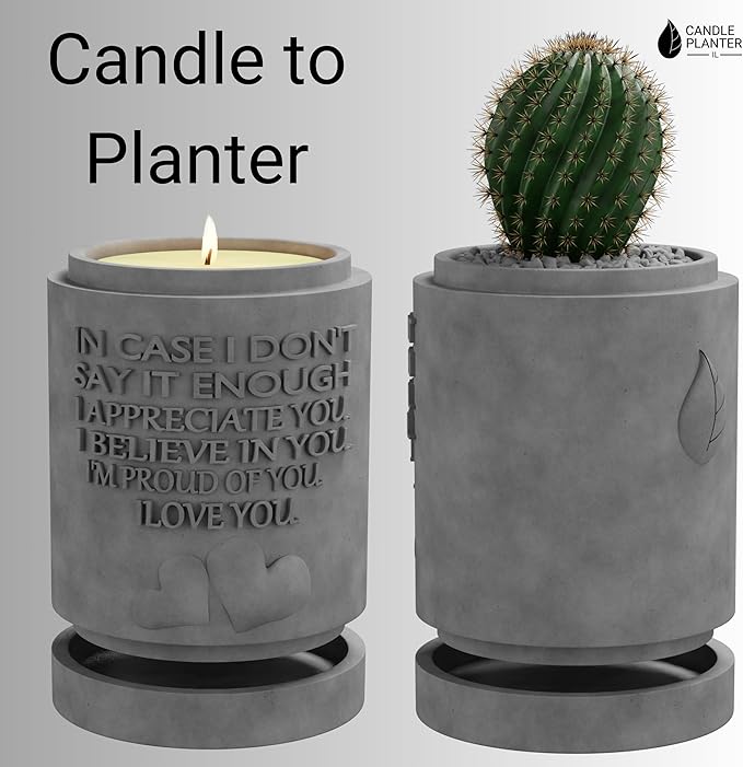Candle Planter Triple Purpose Romantic, Aromatherapy Candles - Natural Soy Wax, Long-Lasting 50-Hour Burn, Apple Scents - Gifts for Him, Her,Cool, Couple, Husband and Wife Birthday Gift Ideas