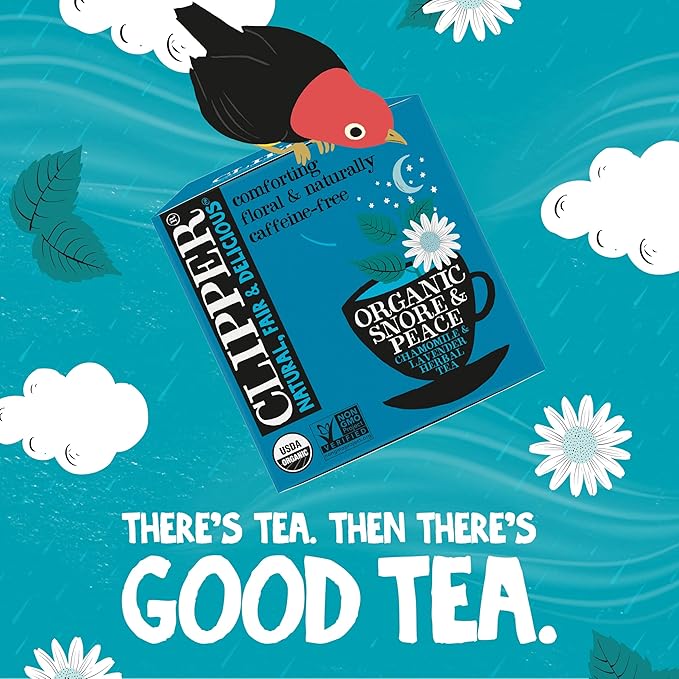 Clipper Tea Snore and Peace Chamomile & Lavender Herbal Tea – Caffeine Free, USDA Organic, Great Hot or Iced – Comfortingly Floral, Natural, Fair & Delicious – 50 Tea Bags