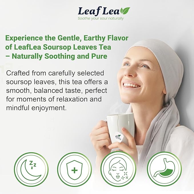 LeafLea 160 Premium Soursop Tea Bags, Natural & Pure Sour sop Graviola Tea Leave, Hoja Guanabana Leaf Herbal Tea Bags Variety Pack of 4, Digestive Support, Nutrient-Rich, Vegan, Sugar/Caffeine Free