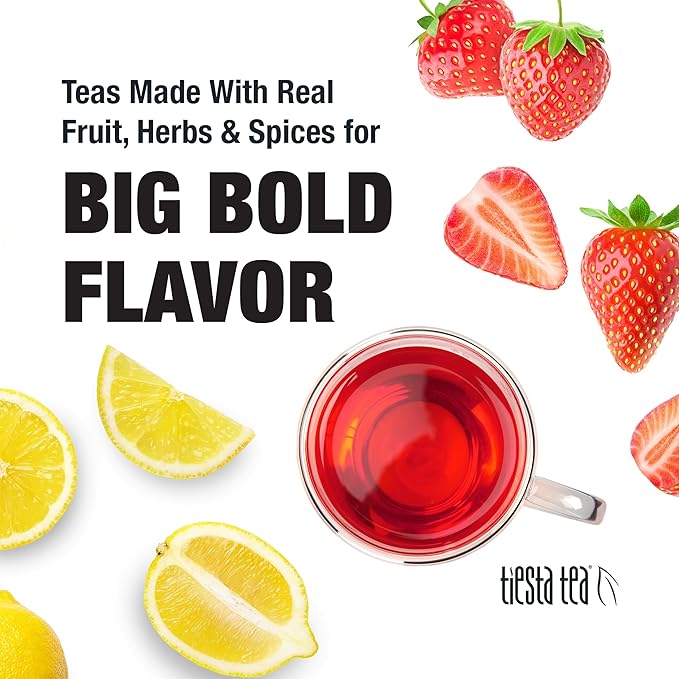 Tiesta Tea - Strawberry Lemonade, Loose Leaf, Strawberry Lemon Herbal Tea, Premium Non-Caffeinated Fruit Blend, Make Hot or Iced & Brews Up to 200 Cups, 16 Ounce Resealable Bulk Pouch