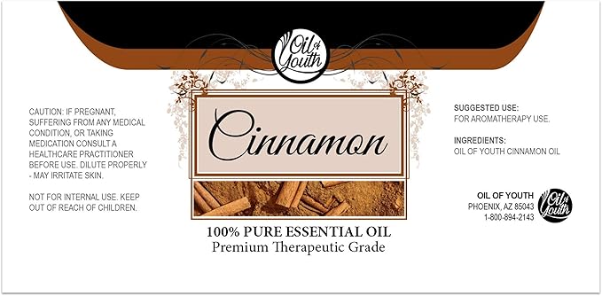 Oil of Youth Cinnamon Essential Oil 4 oz - Pure Cinnamon Oil for Aromatherapy