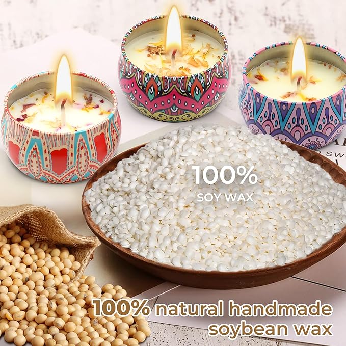 Scented Candle Gift Set – Ideal for Women Her Mum Wife Girlfriend on Mother's Day, Birthday, Christmas, Valentine's, New Home, Spa and Stress Relief