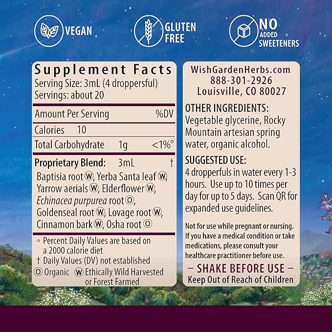 WishGarden Herbs Kick-Ass Immune Activator - Herbal Immunity Support Supplement for Adults, Plant-Based Immune Booster & Immune Defense w/Echinacea & Goldenseal, Rapid Immunity Boost Formula, 1oz