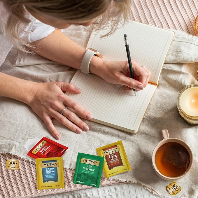 Twinings Variety Pack Black Tea Bags, 20 Count (Pack of 6), Includes English Breakfast, Early Grey, Irish Breakfast, and Lady Grey, Caffeinated, Enjoy Hot or Iced, 120 Teabags