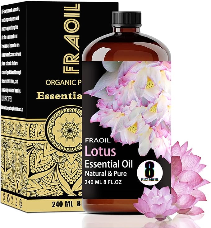 Lotus Essential Oil, Lotus Oil 8 Fl Oz 240ML for Diffuser Humidifier Yoga Cleaning DIY Candle Soap Making Perfume Gift for Women Essential Oils