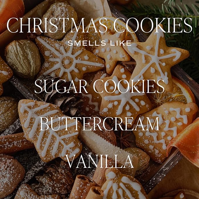 Sweet Water Decor Christmas Cookies Scented Candles - Christmas Stocking Stuffers Soy Candles with Vanilla Scent - Christmas Candles with 40 Hours Burn Time - 9Oz Gold Lid Clear Jar Wax Candles