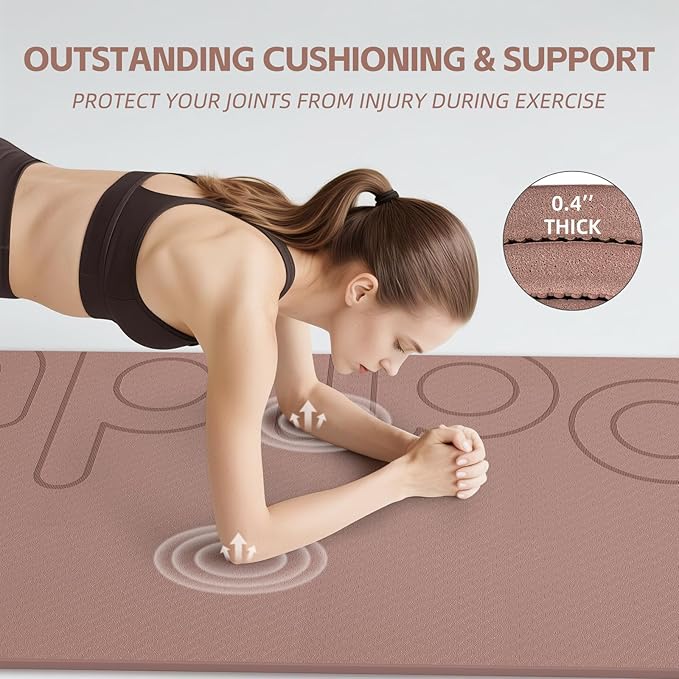 PAIDU Large Yoga Mat, 72" x 36" x 2/5"（10MM） Thick Non-Slip Exercise Mat, SGS-Certified POE Material, Ideal for Home Gym, Yoga, Pilates, Fitness Workouts & Floor Mat