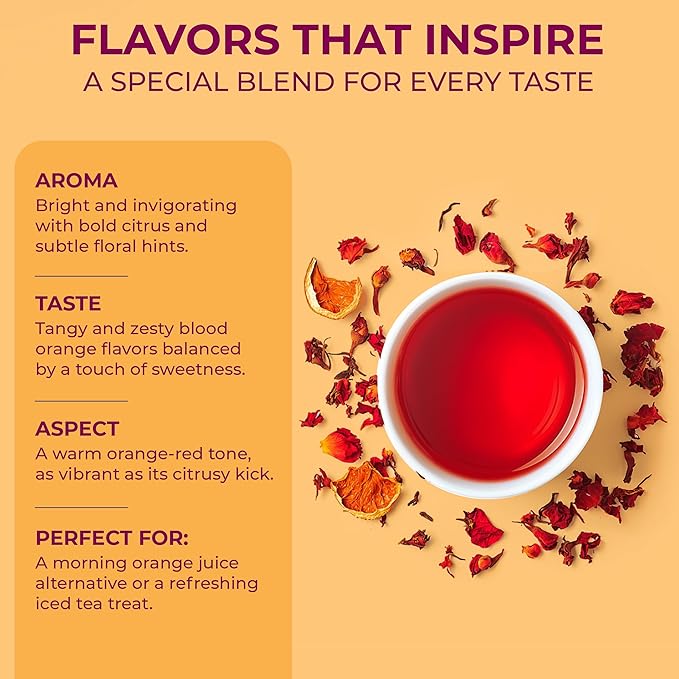 Katy's Blood Orange Loose Leaf Tea | Fruity & Citrusy Herbal Tea | Orange Peel & Hibiscus | Caffeine-Free & Hydrating Fruit Tea | 30+ Cups | Hot or Iced | Antioxidant-Rich | Woman-Owned | 3oz Pouch