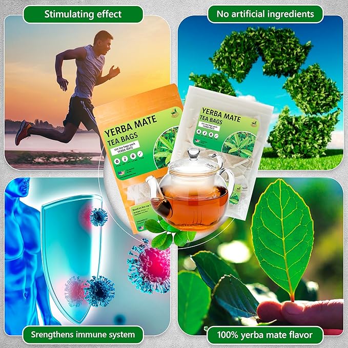 Yerba Mate Tea - Green Cut & Sifted - Unsmoked Energy Boost - 300 Tea Bags - Packed with Nutrients - Your Perfect Coffee Replacement