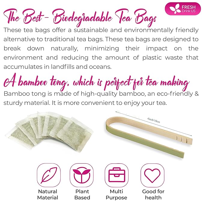 FreshDrinkUS, Premium 75 Marshmallow Root and Leaf Tea Bags, 100% Natural & Pure. Loose Leaf Marshmallow Herbal Tea. Made with Eco-Conscious Tea Bags. No Sugar, No Caffeine, No Gluten, Vegan.