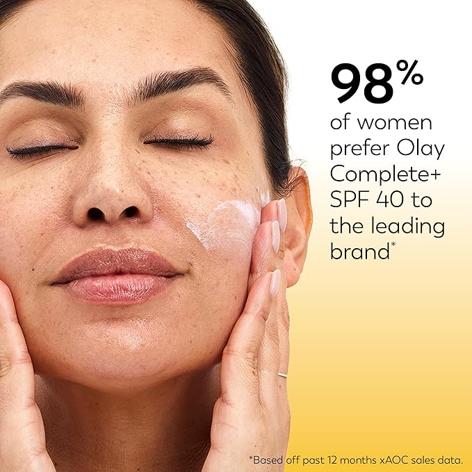 Olay Complete+ Face Moisturizer with Sunscreen SPF 40, For Sensitive Skin,Broad Spectrum Sun Protection,Fragrence-Free-No White Cast on All Tones,Nourishes Moisture Barrier-Ceramides,6 Oz(Pack of 2)