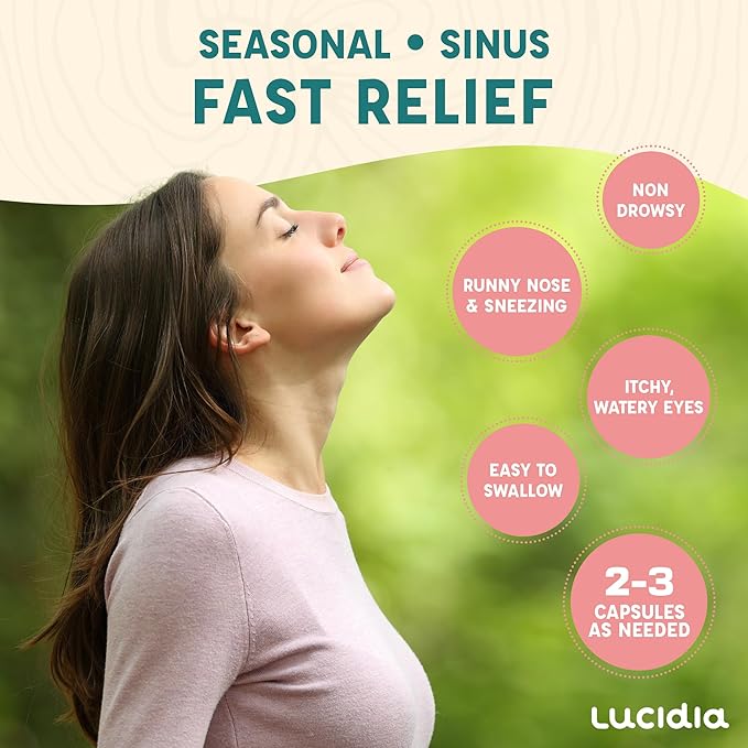 Lucidia Non-Drowsy Allergy and Hay Fever Support for Sinus Health with Quercetin NAC and Stinging Nettles Histamine Block Artemis Therapeutics