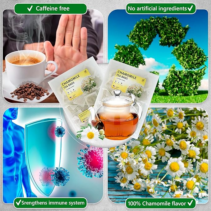 TeaDeam Tea Chamomile Tea Bags | Caffeine-Free & Sleep Time Tea | Chamomile Flowers Aroma - For Relieving Stress | Brew Hot Or Iced | 400 Tea Bags