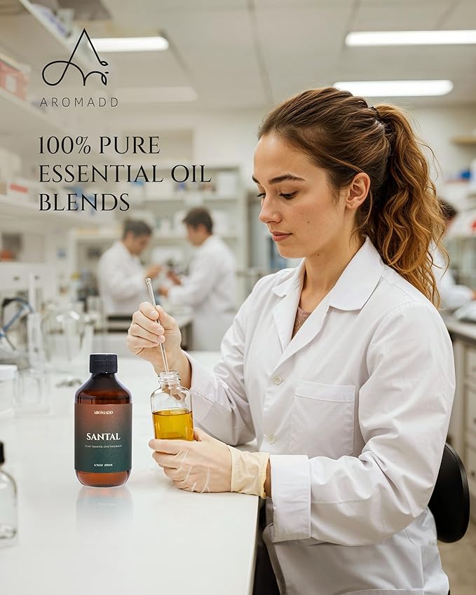 Aromadd Santal Diffuser Oil Inspired by Luxury Hotel Scent, Essential Oils for Waterless Diffuser, Warm Sandalwood & Amber Aroma, Long-Lasting & Natural Home Fragrance - 6.76 fl oz (200 mL)