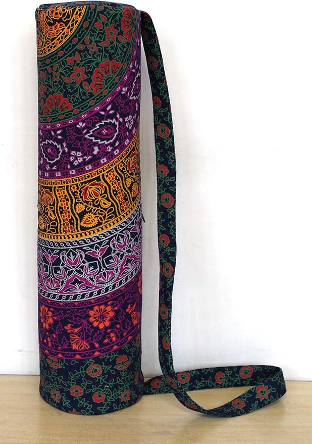 INDIAN CRAFT CASTLE ICC Yoga Mat Bag Carrier Full-Zip Exercise Yoga Mat Carry Bag for Women Men with Multi-Functional Storage Pockets and Adjustable Shoulder Strap 26X6 Inches