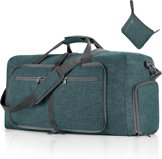 Vomgomfom 65L/85L/115L Foldable Travel Duffle Bag, Lightweight Checked Luggage with Shoe Compartment, Water-Resistant Weekender Overnight Bag for Men & Women