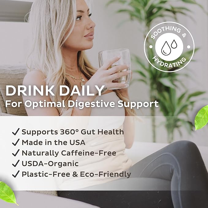Trust Your Gut Organic Herbal Tea Blend – Lemon Balm, Holy Basil, Dandelion & Ginger Root – Supports Healthy Digestion & Gut Balance – Chocolate Mint, 30 Bags