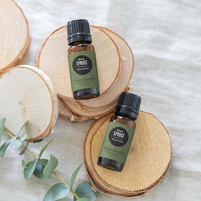 Edens Garden Spruce- Black Essential Oil- 100% Pure Premium Grade, Undiluted, Natural, Therapeutic, Aromatherapy, The Best for Diffuser, Skin, Candle, Humidifiers 10 ml (.33 fl oz)