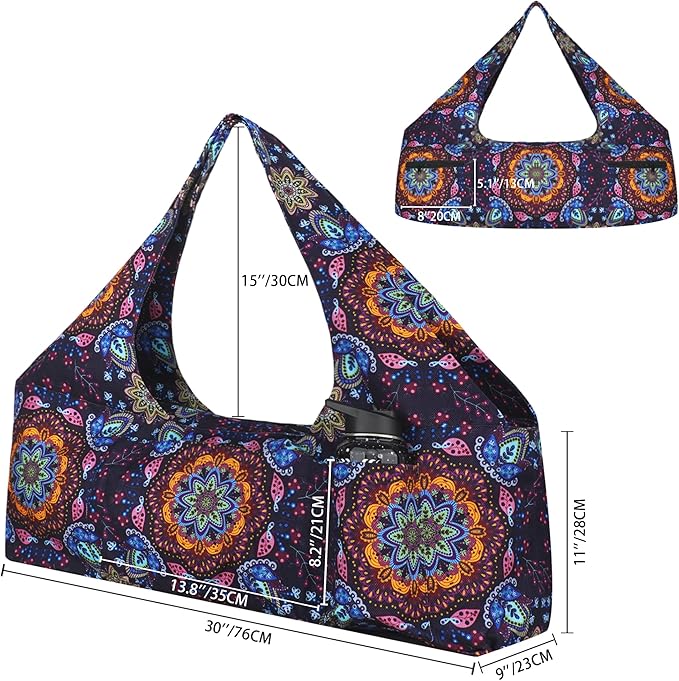 jswuffx Large Yoga Mat Bag Yoga Bags and Carriers Fits All You Stuff Yoga Tote Bag with Yoga Mat Strap, Elastic Pockets and Zipper Pockets