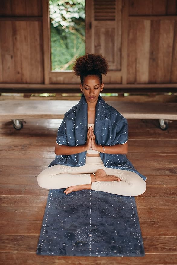yogadesignlab | The HOT Yoga Towel | Premium Non Slip Colorful Towel | Designed in Bali | Eco Printed + Quick Dry + Mat Sized | Ideal for Hot Yoga, Bikram, Ashtanga, Sport, Travel! (Celestial)