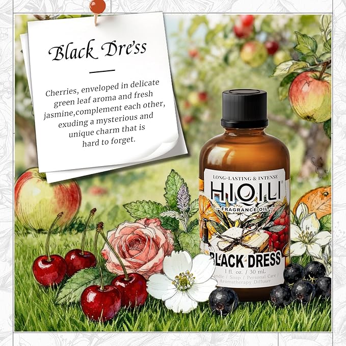 HIQILI Black Dress Fragrance Oil for Home Diffuser, Making Bath Bombs, DIY Air Refresher Spray, Sweet Scented Oil for Perfume - 1 Fl Oz