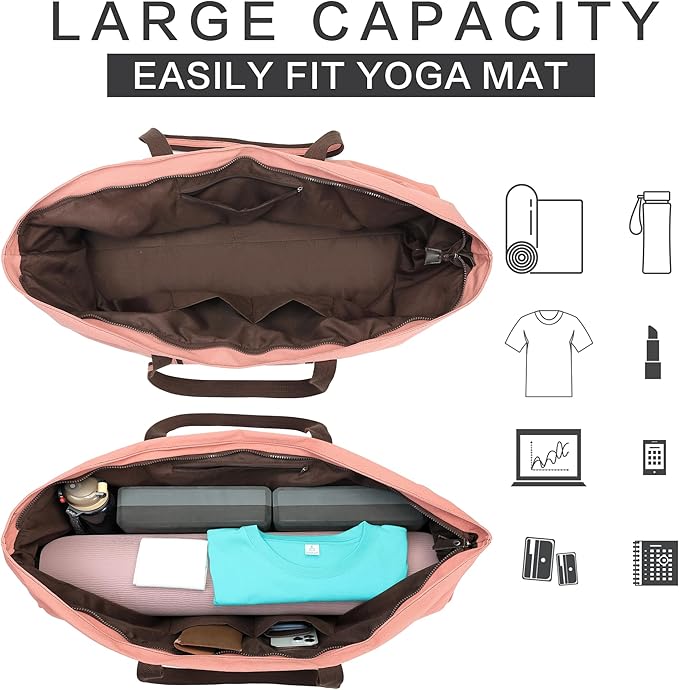RXHOSIGAY with Multi-Functional Storage Pockets Full-Zip Extra Large Yoga Mat Tote Bag Sports Gym Pilates Bag