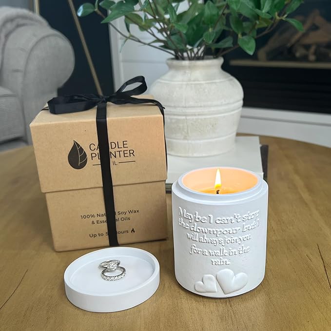 Candle Planter Triple Purpose Romantic, Aromatherapy Candles - Natural Soy Wax, Long-Lasting 50-Hour Burn, Apple Scents - Gifts for Him, Her,Cool, Couple, Husband and Wife Birthday Gift Ideas