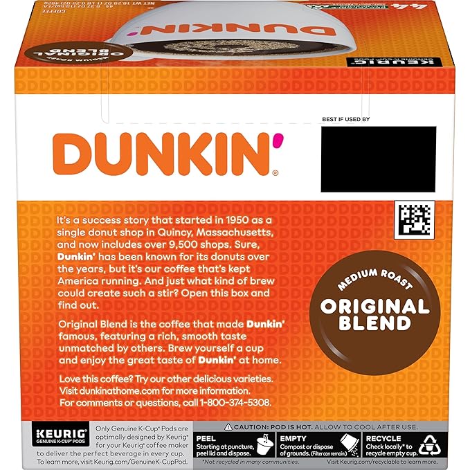Dunkin' Original Blend Medium Roast Coffee, 176 Keurig K-Cup Pods