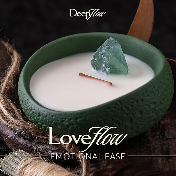 DeepFlow Emotional Healing Candle, Green Fluorite Heart Opening, Emotional Clarity Self-Trust, Natural Mind-Body Wellness Blend, Soft Airy Scent for Open-Hearted Relaxation (Green Fluorite)