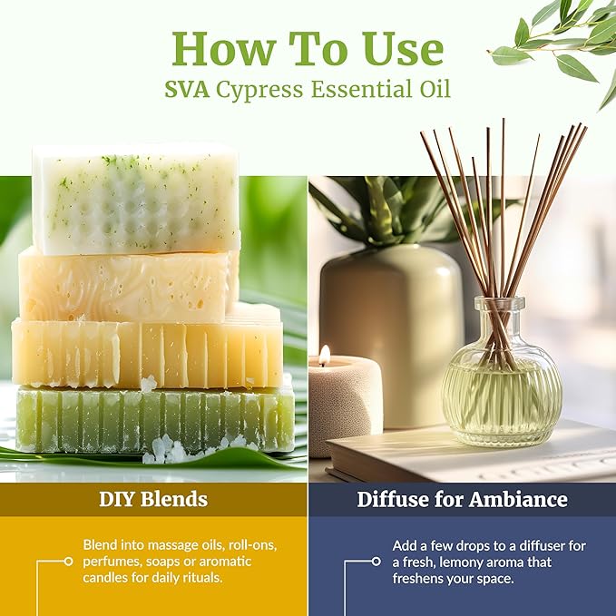 SVA Lemon Eucalyptus Essential Oil – 4 Fl Oz – 100% Natural Citriodora Oil - for Diffuser, Hair Care, Face, Skin Care, Aromatherapy, Scalp and Body Massage, Soap and Candle Making – with Dropper