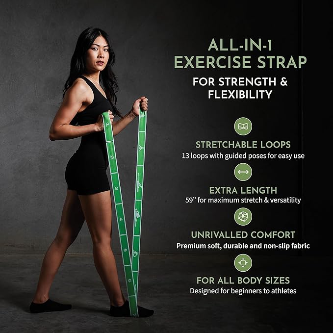 LIFE OF KOI Stretching Strap Set of 3, Stretch Straps with Loops for Yoga, Pilates, Dance, Physical Therapy, 3 Resistance Bands, Stretch Bands for Exercise, Flexibility, Yoga Straps for Stretching