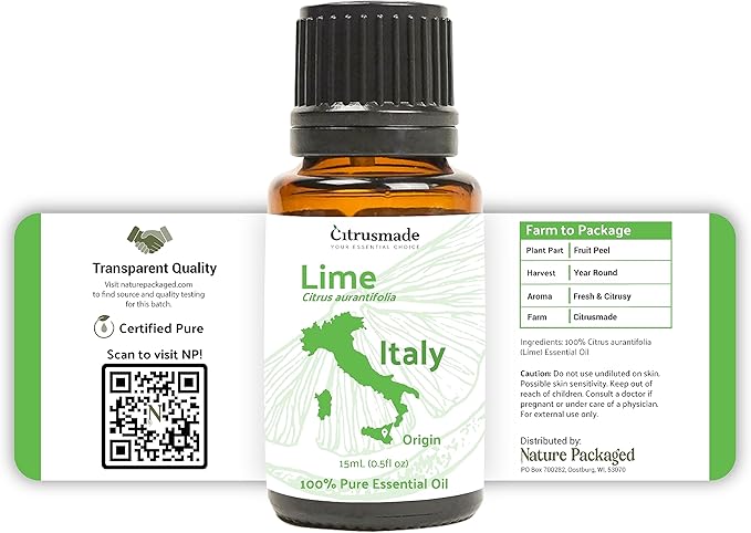 Lime Essential Oil - Direct from Citrusmade in Sicily- Pure Essential Oils for Diffusers and Aromatherapy in The Mediterranean - 100% Pure Therapeutic Grade (15ml)