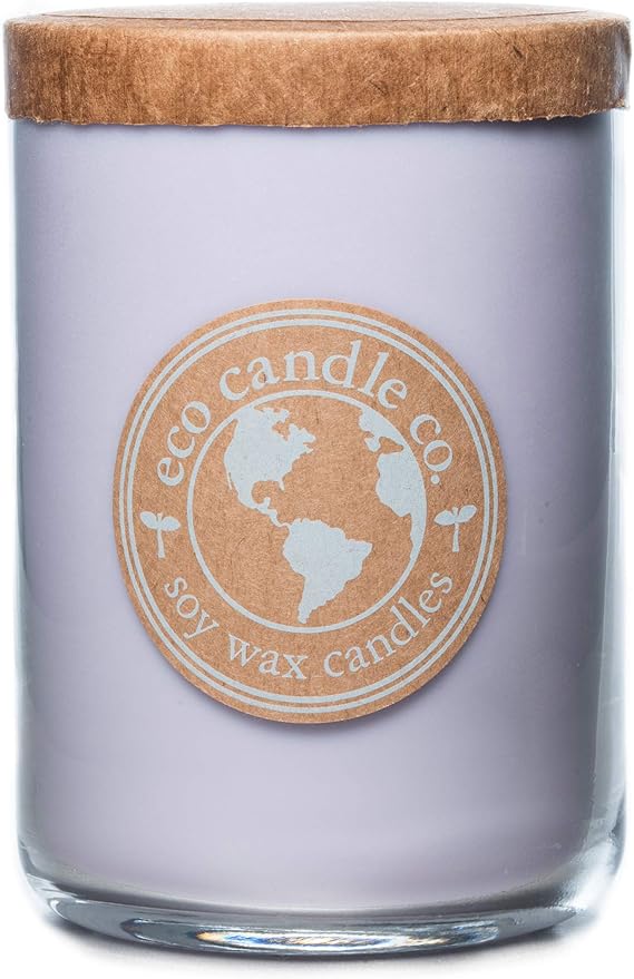 ECO CANDLE CO. Recycled Candle, Lavender Dreams, 26 oz. - Scents of Lavender, Lilac, Sage, & Mimosa - 100% Soy Wax, No Lead, Kraft Paper Label & Lid, Hand Poured, Made from Midwest Grown Soybeans