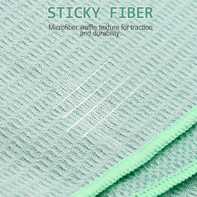 Eunzel 2 Pack Hot Yoga Towel, Non-Slip Yoga Mat Towel with Grip Dots Stickyfiber Sweat Absorbent Towel for Hot Yoga, Pilates and Workout 72" x 24", Green